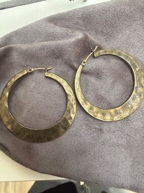 Lucky Brand Hammered Gold-Tone Hoop Earrings